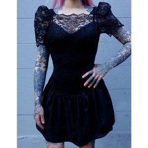 Vintage Goth 80's Lace Prom Dress